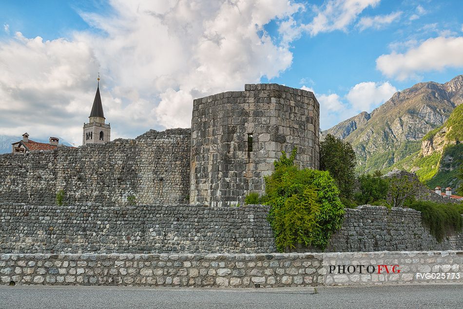 Venzone village. It was declared National Monument in 1965 as unique fortified village of the XIV century in the region, Friuli Venezia Giulia, Italy