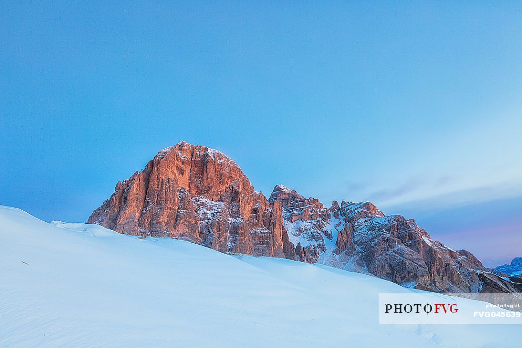 Tofane mountains at sunset, Cortina d'Ampezzo, dolomites, Veneto, Italy, Europe