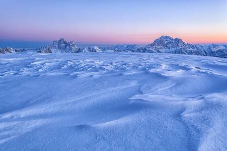 Winter view to mount Pelmo and Civetta