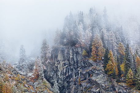 Dolomiti of Brenta,Natural Park of Adamello-Brenta, mountains through the fog