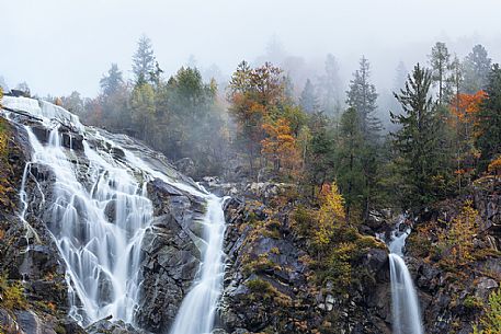 Dolomiti of Brenta,Natural Park of Adamello-Brenta, Cascate Nardis in autumn Dolomiti of Brenta,Natural Park of Adamello-Brenta, Cascate Nardis in autumn