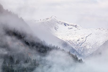 Dolomiti of Brenta,Natural Park of Adamello-Brenta, mountains through the fog Dolomiti of Brenta,Natural Park of Adamello-Brenta, mountains through the fog