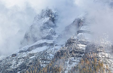 Dolomiti of Brenta,Natural Park of Adamello-Brenta, mountains through the fog Dolomiti of Brenta,Natural Park of Adamello-Brenta, mountains through the fog