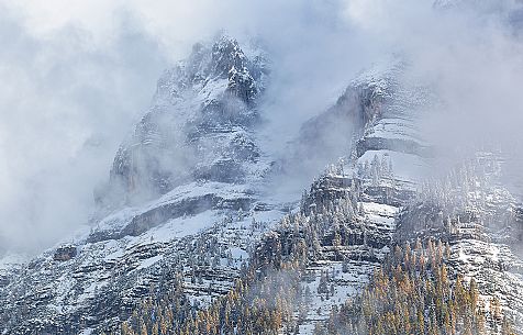 Dolomiti of Brenta,Natural Park of Adamello-Brenta, mountains through the fog