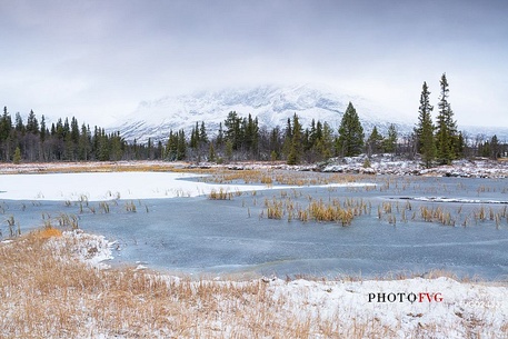 Natural lake of Helsingvatnet, Hemsedal, Norway