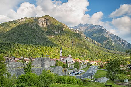 Venzone village. It was declared National Monument in 1965 as unique fortified village of the XIV century in the region, Friuli Venezia Giulia, Italy