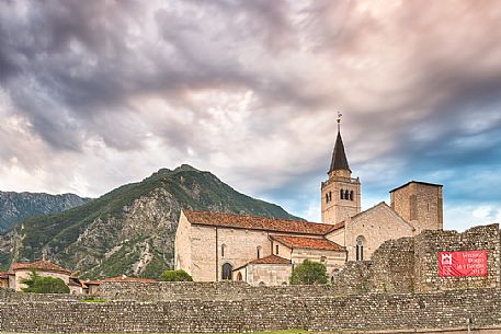 Venzone village. It was declared National Monument in 1965 as unique fortified village of the XIV century in the region, Friuli Venezia Giulia, Italy