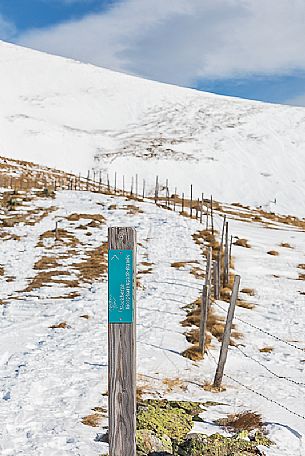 Winter trail in the Nockberge mountains range, Bad Kleinkirchheim, Carinthia, Austria, Europe