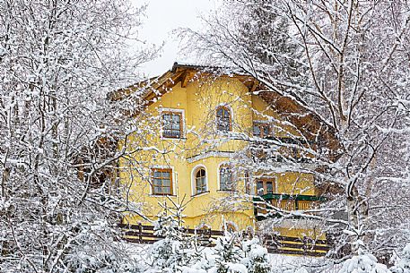 Traditional austrian house in Bad Kleinkirchheim village, Carinthia, Austria, Europe