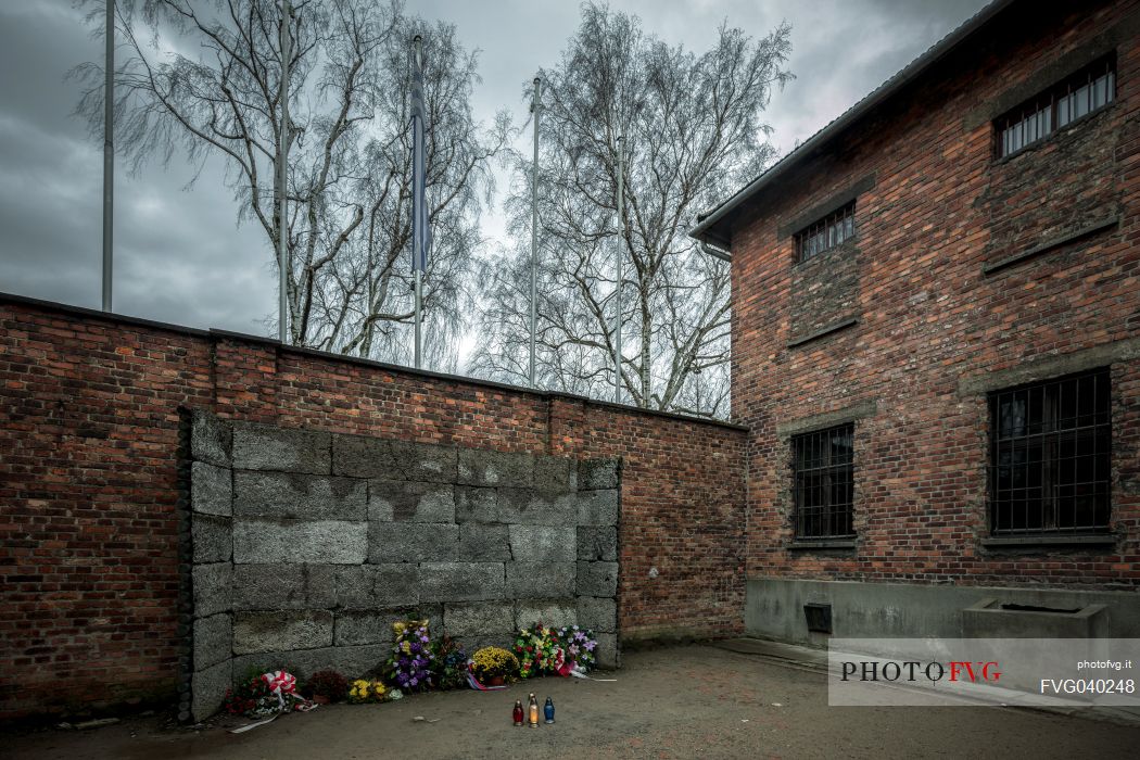 Wall of executions of Auschwitz Birkenau concentration camp, Poland, Europe