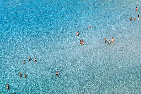 The transparencies of the sea of the Isola dei Conigli in Lampedusa island, Sicily, Italy, Europe