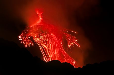 Lava flow of the Etna south east crater, Etna mount, Sicily