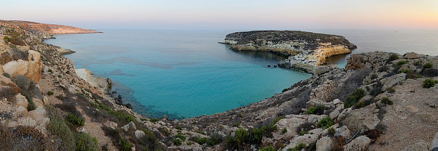View of Isola dei conigli and Tabaccara island, Lampedusa, Sicily, Italy