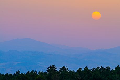 Natural landscape at sunset near Catania town, Sicily, Italy