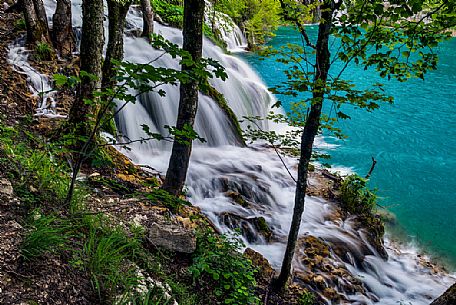 Waterfall in the Plitvice Lakes National Park, Dalmatia, Croatia, Europe