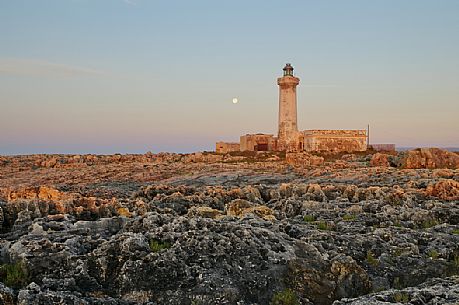 Capo Murro di Porco Peninsula lighthouse, at sunrise, Siracusa, Sicily, Italy, Europe