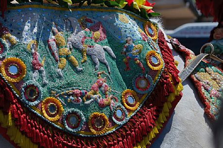 Detail of Sicilian cart, Sicily, Italy, Europe