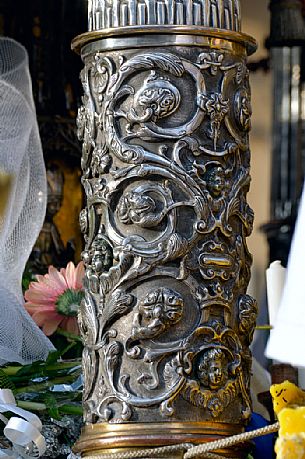 Detail of cart of Sant'Agata holy during the local procession of the saint, Catania, Sicily, Italy, Europe