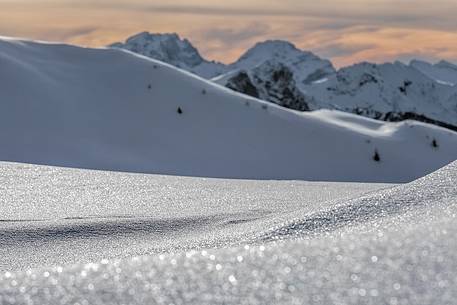 Panorama on snowland of Giau Pass