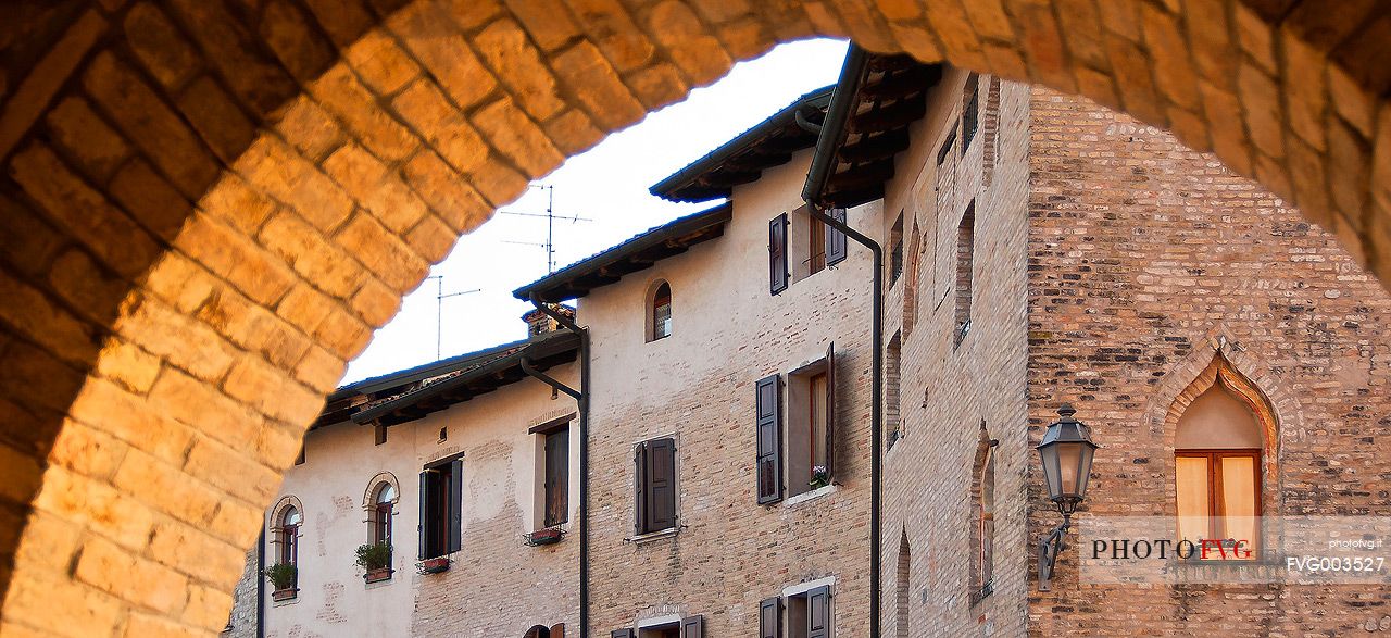 Historic buildings in Piazza Libert Square in Valvasone, Friuli Venezia  Giulia, Italy, Europe