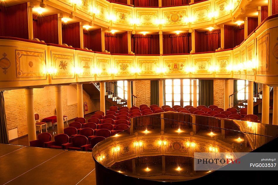 Reflections on the piano, theater Arrigoni. San Vito al Tagliamento, Friuli Venezia Giulia, Italy, Europe