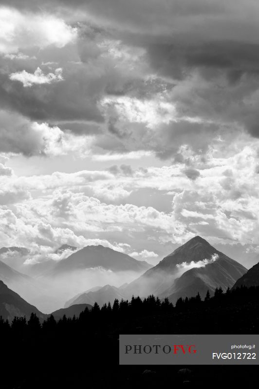 Lights and clouds on Mount Amariana in the Carnic Alps, Friuli Venezia Giulia, Italy, Europe