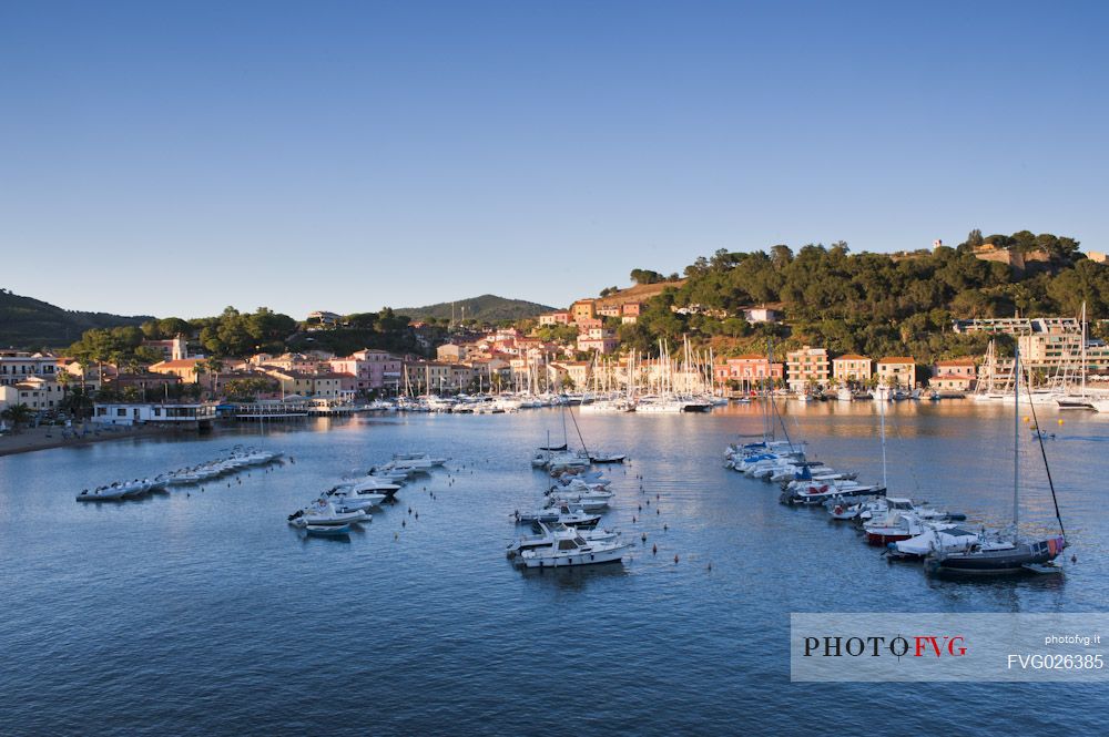 Porto Azzurro town, harbour, Elba island, Tuscany, Italy
