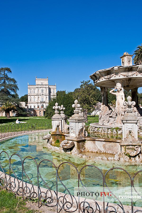 Fountain in the garden of Villa Doria Pamphili, an iItalian government representative villa, Rome Italy.