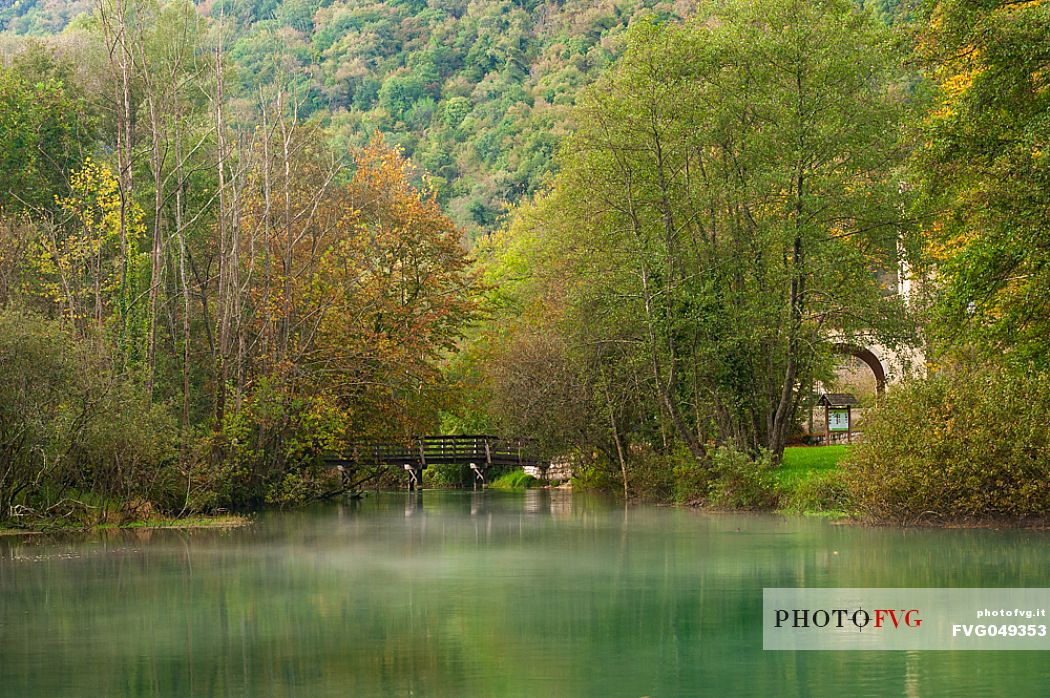 The Livenza river near the source of the Santissima. Polcenigo, Italy.