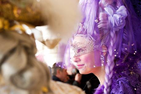 Portrait of Carnival mask in Venice, Italy, Europe