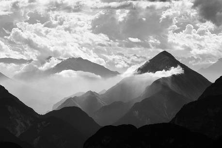 Lights and clouds on Mount Amariana in the Carnic Alps, Friuli Venezia Giulia, Italy, Europe