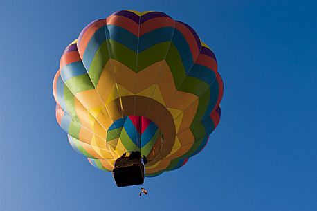Colored hot air balloon in Udine during the Balloon Festival, Friuli Venezia Giulia, Italy, Europe