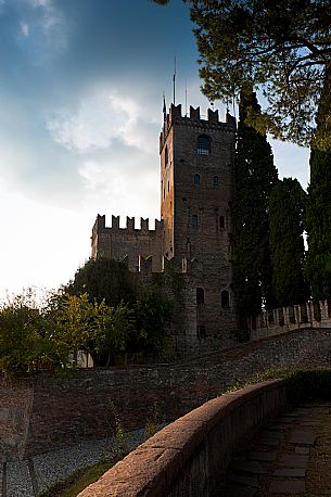 The tower of the Conegliano castle on the Giano hill dominates the city, Conegliano, Veneto, Italy, Europe