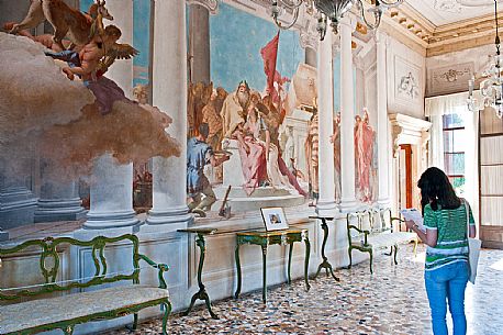 Tourist inside the Villa Valmarana ai Nani, Vicenza, Veneto, Italy, Europe