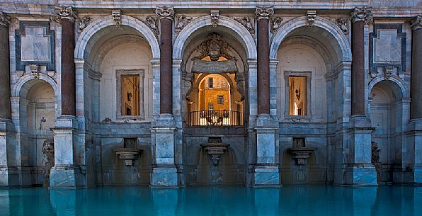 Detail of the Paola water fountain, also called Fontanone, commissioned by Pope Paul V, in the Gianicolo district in Rome. Italy