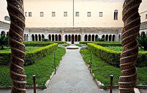The cloister of the Basilica of San Paolo Fuori le Mura church, one of the four main Basilica of Rome, Italy, Europe