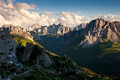 The Calvi refuge from above, located in a wonderful panoramic position, between Mount Peralba and Mount Chiadenis near the source of the Piave river, Sappada, Friuli Venezia Giulia, Italy, Europe