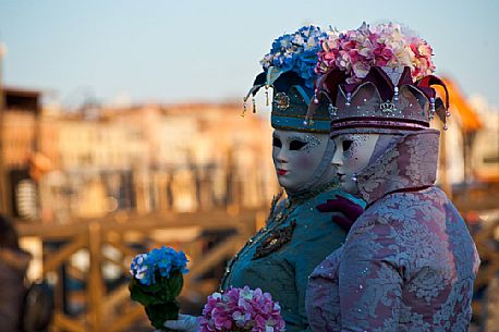 A pair of carnival masks in Venice, Italy, Europe