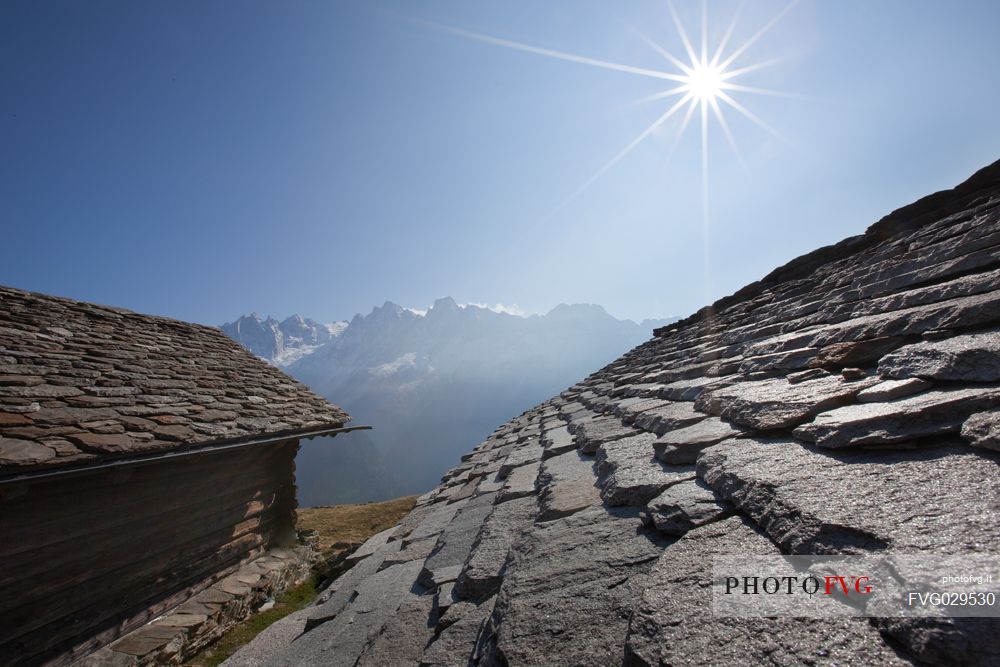 The rocky roofs of Tombal village, Bregaglia valley, Switzerland