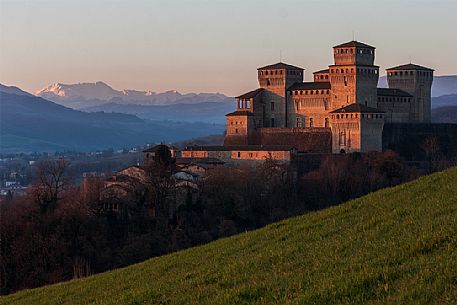 Torrechiara castle at surnrise, Langhirano, Emilia Romangna, Italy