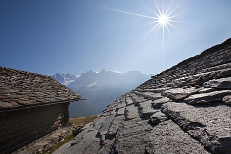 The rocky roofs of Tombal village, Bregaglia valley, Switzerland