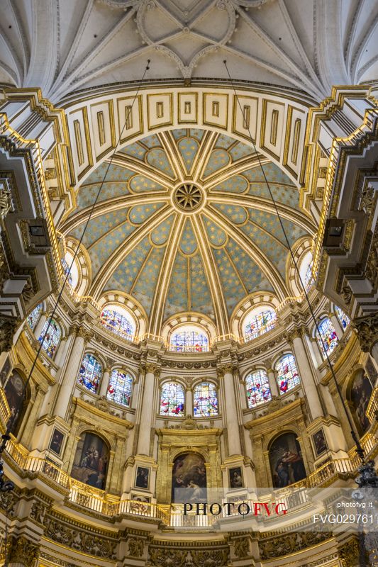 Interior of the dome of Granada cathedral, Spain
