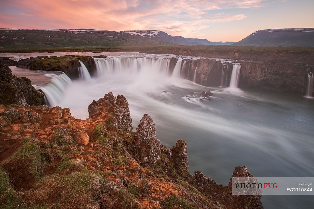 The divine waterfall Godafoss located in the region of Myvatn in the north of Iceland 