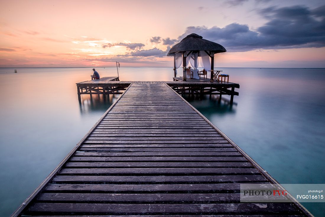 The pier on the beach of Flic en Flac in Mauritius 