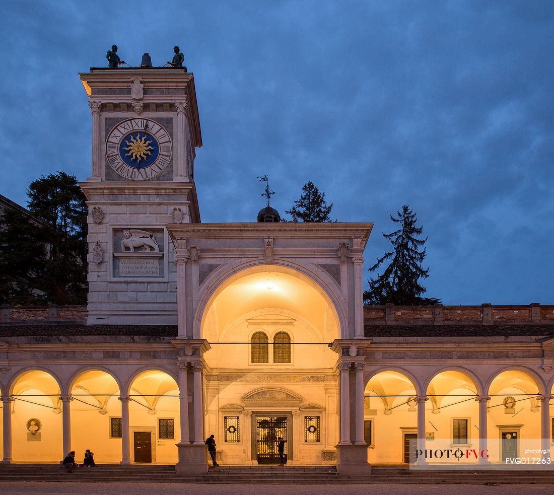 The Clock tower and the Loggia di ''San Giovanni'' in Freedom Square in the historical center of Udine