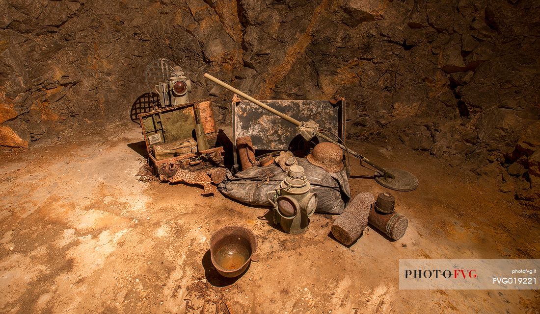 German world war memorabilia on display in the underground bunker of Duino Castle in Trieste