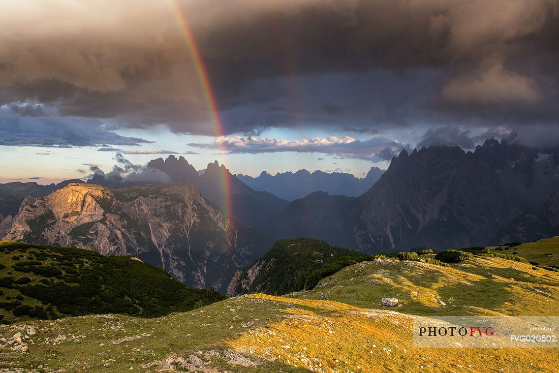 Rainbow over the Vallandro mount from Mount Specie