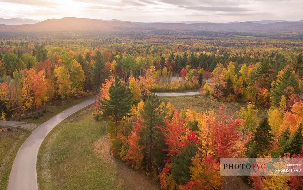 Panoramic view of the northern zone of the  White Mountains Natonal Forest in New Hampshire, United States of America