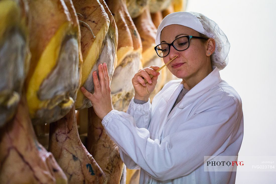 Check inside the Prolongo ham factory in San Daniele del Friuli, Italy