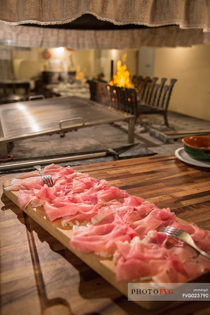 Platter of ham of San Daniele Del Friuli, Italy